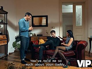 Hey, this sexy brunette thinks the whistle means time to suck that old cock in wild cheating action