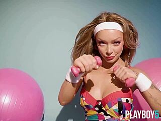 Big Ass Blonde Teen Aubrey Destremps Softcore Workout Striptease