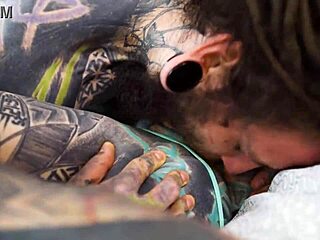 Heavily Tattooed Girl Experiences Intense Bedroom Action With Bed Bent Over Positions