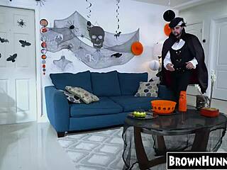 How does this chocolate teen's petite pussy taste on Halloween?