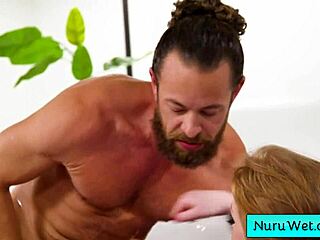 Damn, busty masseuse Sonia Harcourt craves Brad Newman's thick cock deep in her wet pussy after slippery nuru session!