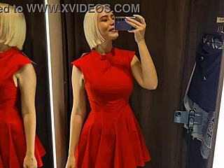 hey, trying on see-through outfits at the mall flashing everything!