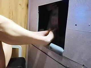 First I gave a footjob then came at the gloryhole dominated for my small cock