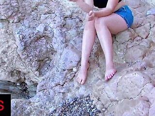 Brunette and Blonde Girls Fucked at Seaside by Hot Guy