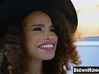 How does this chocolate teen's petite pussy taste on Halloween?