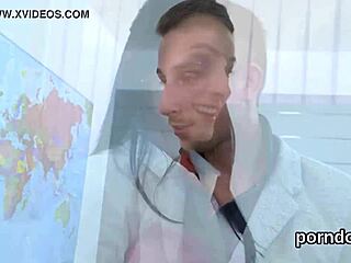 elder instructor teases bookworm's trimmed pussy with hardcore oral poking