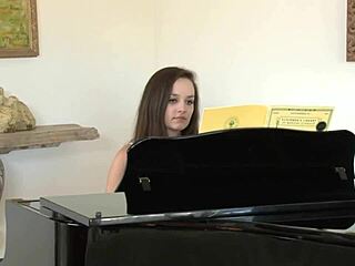 Mature brunette spreads shaved teen pussy lips hungrily