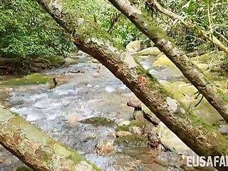 milf natural tits devoured in outdoor interracial public suck