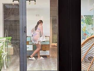 new neighbor spies my blowjob handjob stranger fuck and jerks off watching cum inside