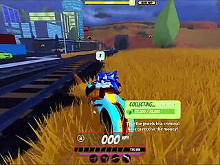 cop pulls over busty milf for titty fuck blowjob and anal creampie in roblox jail