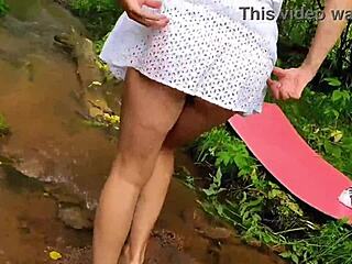 Pulled Up Dress Reveals No Panties Doggystyle!