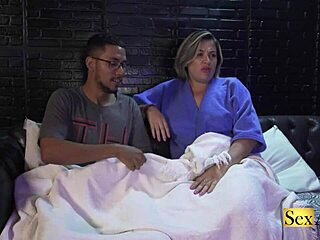 Blonde Milf Big Ass Takes Black Cock While Watching Porn