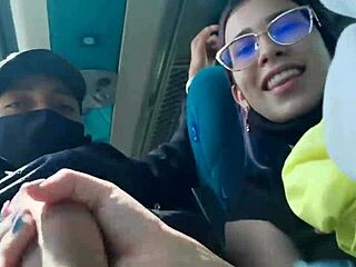 sexy latina blows boyfriend deep on public bus bogota medellin ride 👅🍆🚌