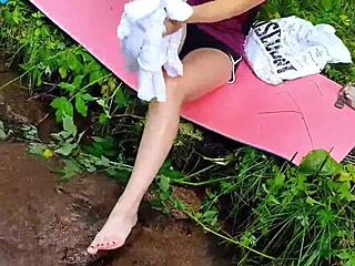 Pulled Up Dress Reveals No Panties Doggystyle!