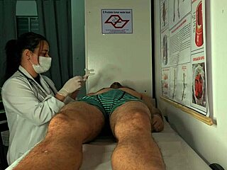 Nurse handles patient's massive erection with tight pussy foreplay in hospital