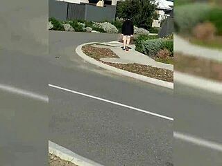 Fucking my dildo outside in skirt and heels 🔥😈