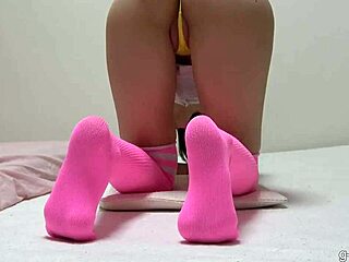 japanese cutie wedgies thong in mini skirt workout