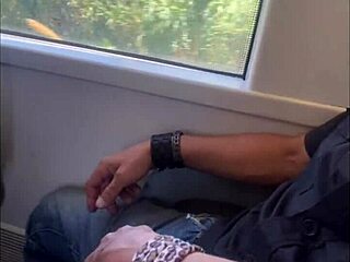 oops accidental train handjob ends with milf cumshot blast?