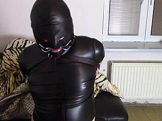 katja droolin hard in leather crossdresser bondage