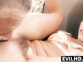 adriana chechik swallows pete's dick and huge dildo