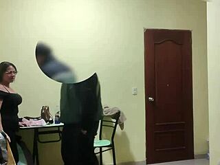 venezuelan employee flirts seductively in casual encounter