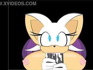 rouge sneaks in to slurp shadow's throbbing monster cock