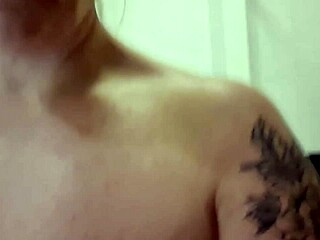 horny milf teases shaved pussy while topless prepping makeup