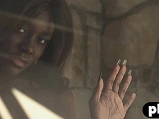 victoria antoinette strips hot lingerie teasing petite ebony curves