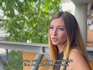 Cheating wife gets fucked hard on her hotel balcony cum tits