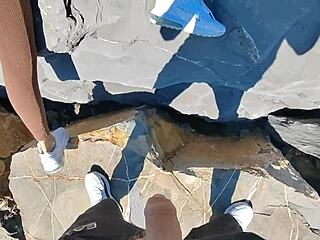 Couple Sucks and Fucks Horny on Seashore Beach