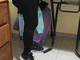 venezuelan employee flirts seductively in casual encounter