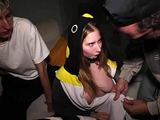 three big dicks ravage student's tight pussy at wild party!