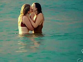 cute blonde milf and friend lick pussy on bed intimately