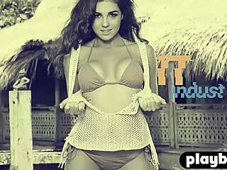 wow, this stunning big tits milf model's sexy body poses outdoors