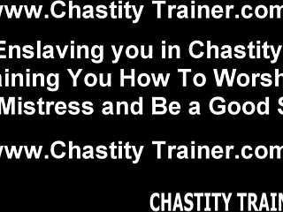 chastity cage forces total self-control under femdom toys!