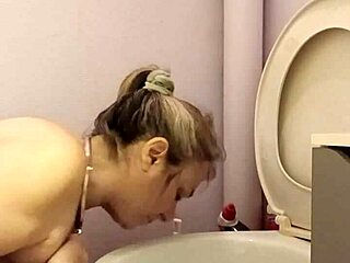 french slave licks filthy toilets in humiliation