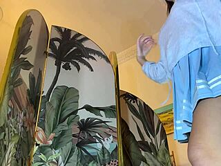 Petite Cheerleader Teases Shaved Pussy in Sneaky Casting