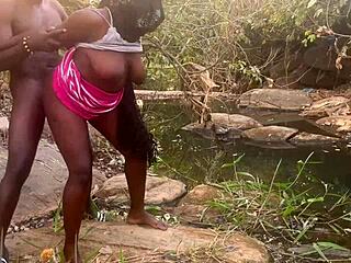 perfect boobed country babe roughly fucked by the stream