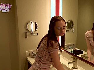 Seth Gamble creampies petite Reese Robbins in intense doggy style action