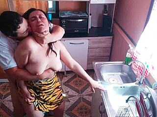 i couldn't resist banging step mom's hot friend in the kitchen while she babysat us