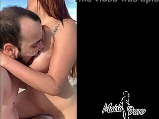 ruiva cavalona giving pussy on beach loves hidden creampie