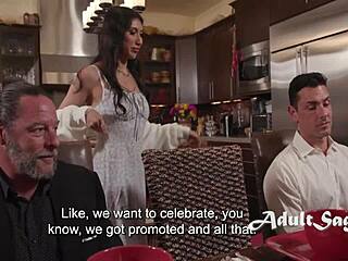 petite wife sneaks rough office gangbang behind husband's back