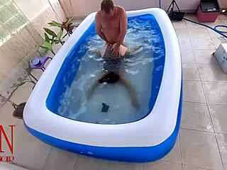 regina noir bikini underwater rough pool domination