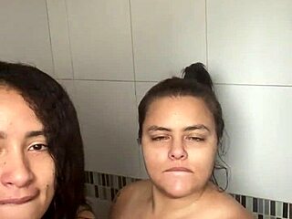 hey wanna watch us two lesbians lick wet pussies in steamy shower video