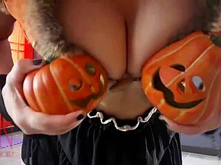 Halloween witch regina noir rips velma pantyhose for juicy pussy tease 🎃👻