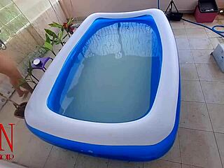 regina noir bikini underwater rough pool domination