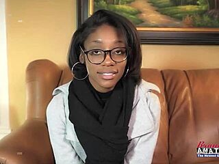 nerdy brunette sylvia masturbates then rides big black cock