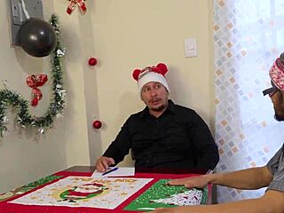 bold christmas ffm threesome two beautiful women fucked hard