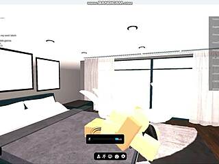 Horny prostitute rides monster cock in Roblox condo