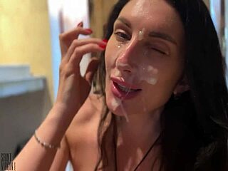 shower blowjob leads to milf's intense real orgasm explosion